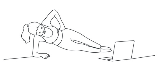 Sport training. Young woman.