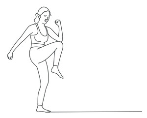 Sport training. Young woman.