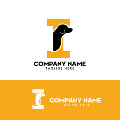 Letter I Dog Logo Design Template Inspiration, Dog Vector, Initial Logo