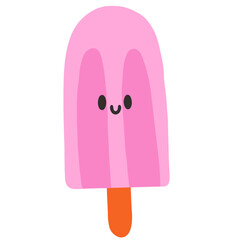 Cute popsicle character vector illustration in flat color design