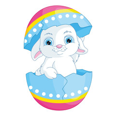 Easter Bunny in Egg Cartoon Illustration