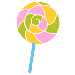 Swirl lollipop vector illustration in flat color design