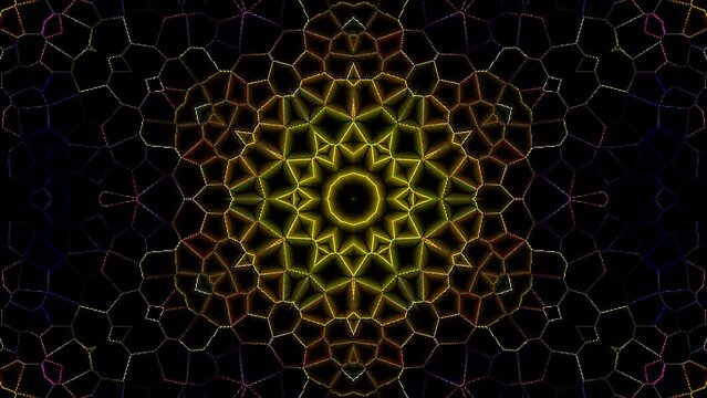 Abstract background moving stripes and flashing with shining light dots. Animation with circles	