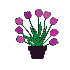 Horizontal white banner or floral backdrop decorated with gorgeous multicolored blooming flowers and leaves border. Spring botanical flat vector illustration on white background