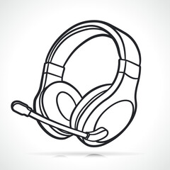 headphones black and white illustration