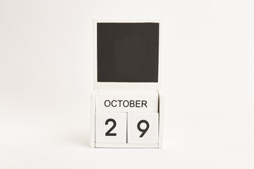 Calendar with date 29 October and space for designers. Illustration for an event of a certain date.