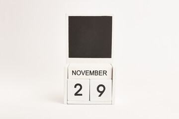Calendar with date 29 November and space for designers. Illustration for an event of a certain date.