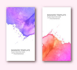 Naklejka na ściany i meble Vector abstract colorful modern trendy watercolor set banner template
