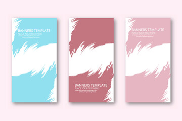 Vector abstract colorful modern trendy watercolor set banner template