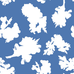 abstraction background concept . flowers Shape design. White and blue seamless pattern. Seamless floral pattern for fabric, textile, wrapping paper.