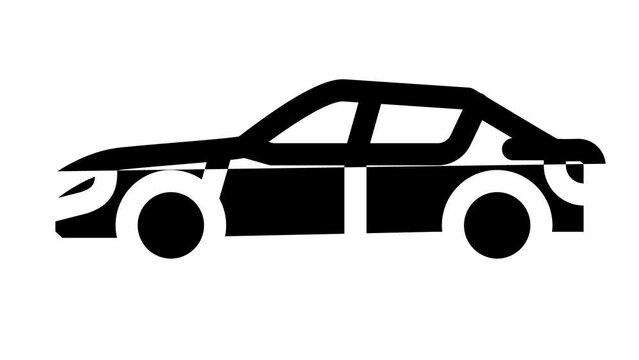 sedan car body type line icon animation