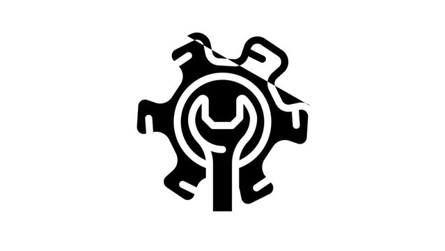 gear repair process line icon animation