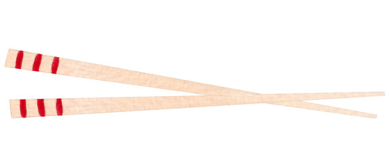 Watercolor wooden chinese food sticks isolated on white background. Kitchenwear for various products, Chinese New Year.