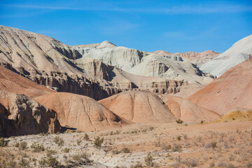 Fototapeta premium Multicolored Aktau mountains, Altyn Emel National Park. Kazakhstan
