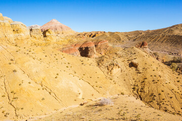 Fototapeta na wymiar Multicolored Aktau mountains, Altyn Emel National Park. Kazakhstan
