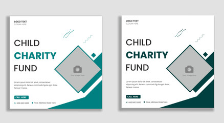 Child charity fund social media and web banner template