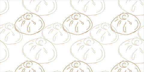 Seamless pattern with manti food. Doodle vector illustration