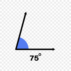 75 degree angle icon. Geometric symbol. Vector illustration on transparent background	