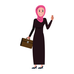 Arab business woman smile and sayhi. vector illustration