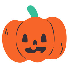 Halloween pumpkin vector illustration in flat color design