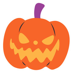 Halloween pumpkin vector illustration in flat color design