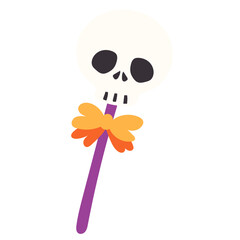 Halloween skull lollipop vector illustration in flat color design