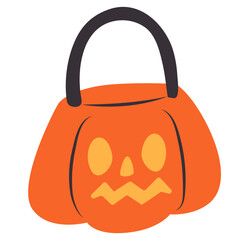 Pumpkin bucket vector illustration in flat color design