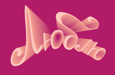 Love 3d text effect. Valentine card template. Volumetric lettering