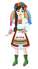 beautiful ukrainian girl in national ukrainian costume - vyshyvanka. vector illustration