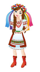 beautiful ukrainian girl in national ukrainian costume - vyshyvanka. vector illustration