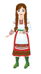 beautiful ukrainian girl in national ukrainian costume - vyshyvanka. vector illustration