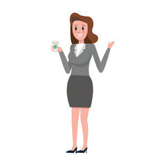 Business woman enjoy with coffee. flat character design illustration