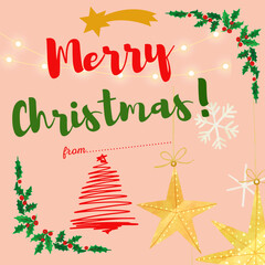 Biglietto quadrato Merry Christmas