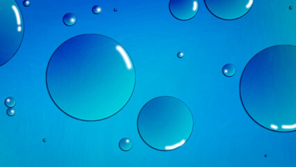 Water droplets on blue surface, graphic for background or other design illustration and artwork.