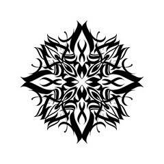 Snowflake Black Floral. Vector Illustration of Calligraphy Design. Snow Christmas Decoration.