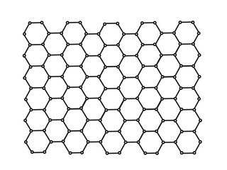 Hexagones en forme de nid d'abeille de couleur noire, reliés l'un à l'autre par un rond de même couleur	