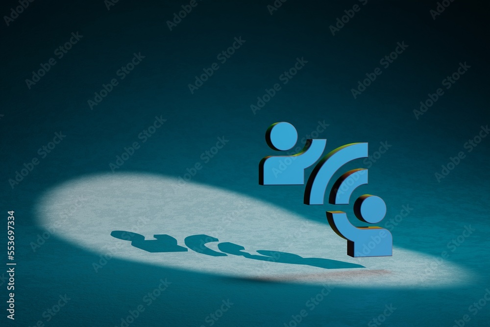 Aufkleber beautiful abstract illustrations connect without contact symbol icon on a dark blue background. 3d r