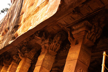 Ancient decorated pillars of Badami caves