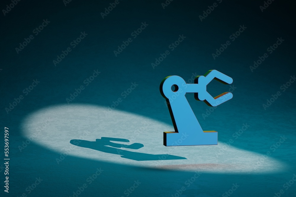 Poster Beautiful abstract illustrations Precision Manufacturing symbol icon on a dark blue background. 3d rendering illustration. Background pattern for design.