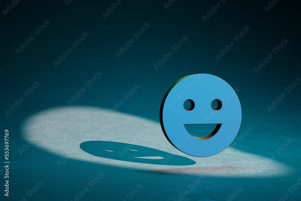 Poster beautiful abstract illustrations emoji emotions symbol icon on a dark blue background. 3d rendering 