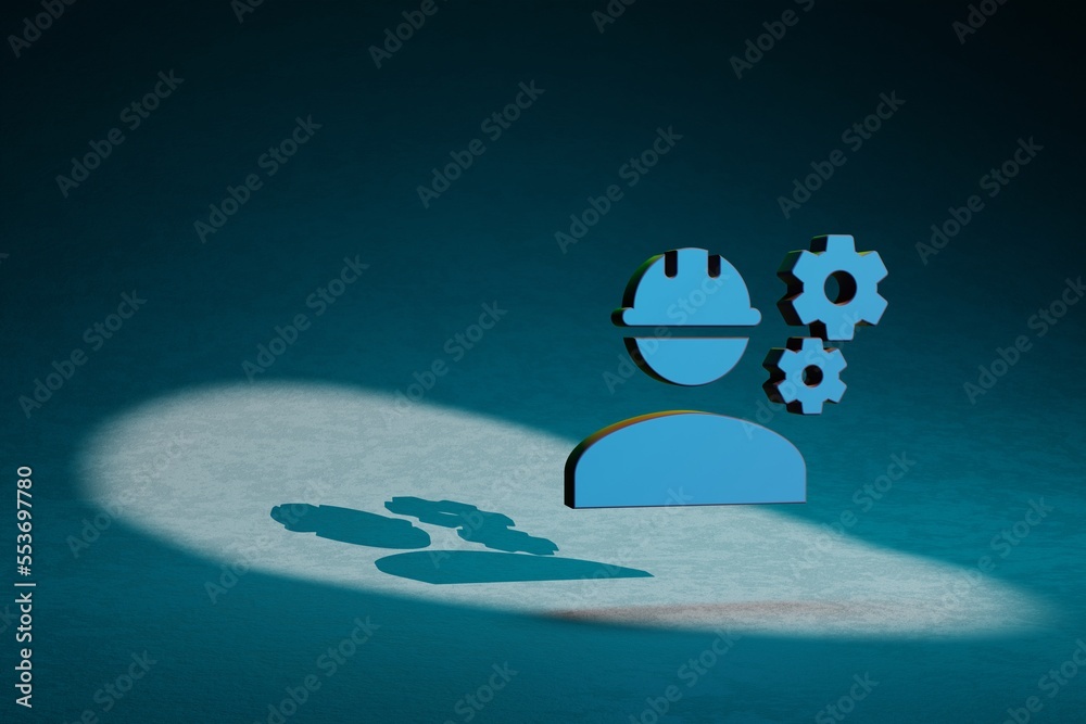 Poster Beautiful abstract illustrations Engineering symbol icon on a dark blue background. 3d rendering illustration. Background pattern for design.