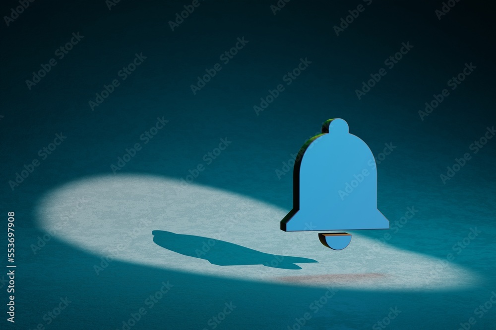 Aufkleber Beautiful abstract illustrations Notifications symbol icon on a dark blue background. 3d rendering illustration. Background pattern for design.