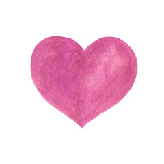 Watercolor illustration of a big pink heart.