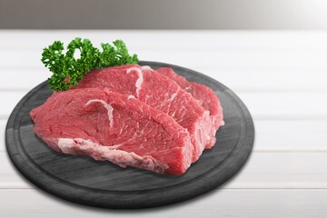 Raw red fresh meat on the board