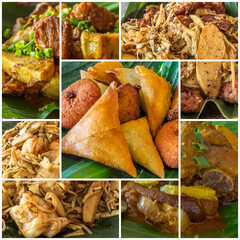 Collage de plats créoles à base de palmiste, spécialités culinaires réunionnaises