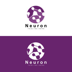 Neuron Logo Design Vector nerve cell illustration Molecular DNA health brand