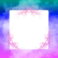 Square Glowing box in colorful clouds - Feb 14 backgrounds - Valentines Abstract 