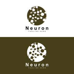 Neuron Logo Design Vector nerve cell illustration Molecular DNA health brand