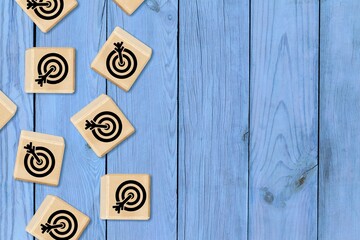 Fototapeta premium Image of target on wooden cubes blocks
