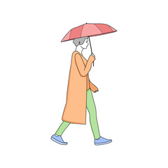 illustration of a person holding an umbrella, people in the rain using an umbrella